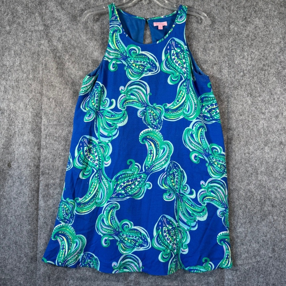 Lilly Pulitzer Swing Tank Dress Womens Medium Paisley Beach Blue Coastal Casual